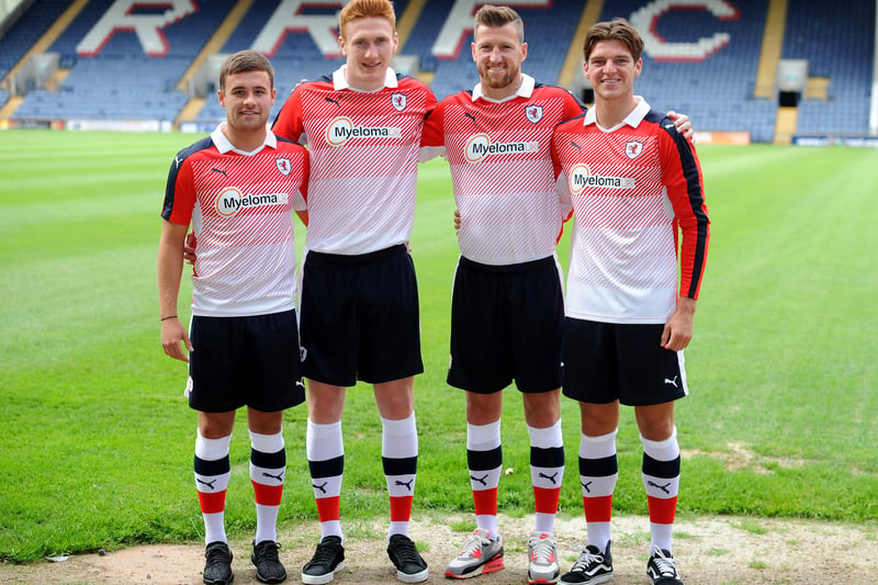 Modelling the club's new away kit for 2015/16 with David Bates, Iain Davidson and Ross Callachan.