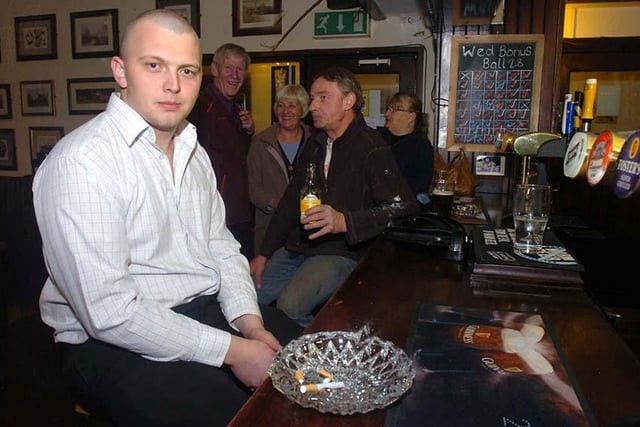 Pictured at the  Sheaf Pub, Fraser Road, Woodseats, where landlord  Craig Johnston (left) is seen with regulars in the room where smoking was still allowed as part of a research project (May 2009)