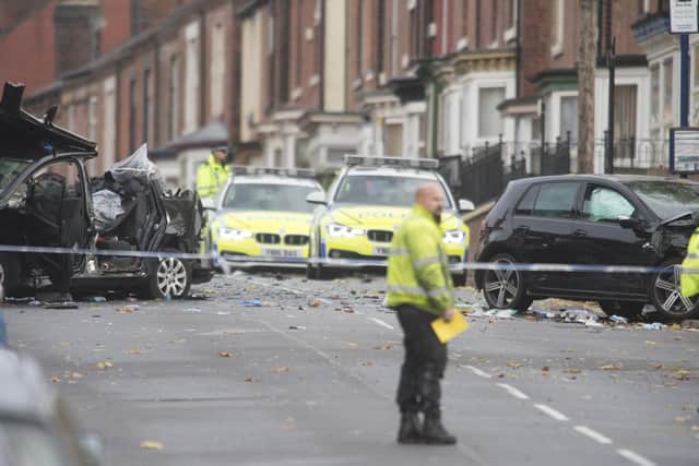 The scene of a fatal collision in Sheffield