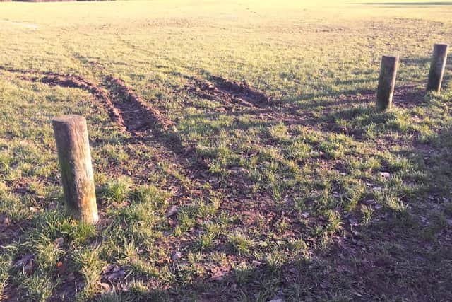 Some of the vandalism to the football pitches at Dore
