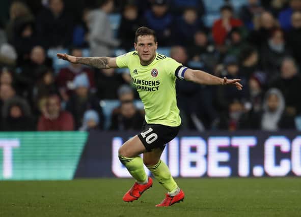Billy Sharp scored a hat-trick at Villa Park - but it wasn't enough to seal all three points: Simon Bellis/Sportimage
