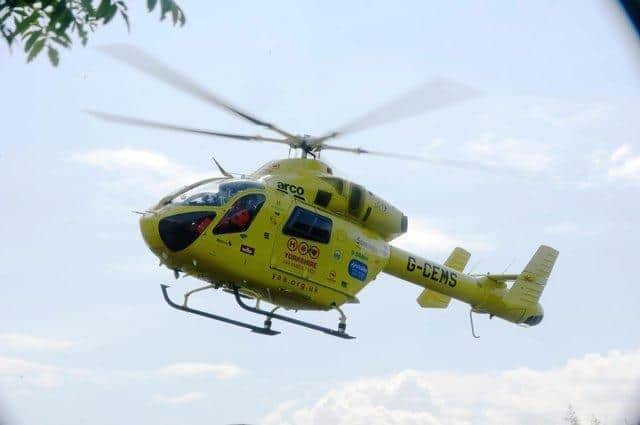 An air ambulance landed at Batemoor, Sheffield, yesterday