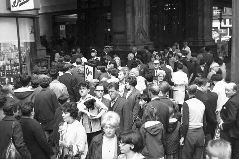 Crowds outside Glasgow Central railway station in July 1966.