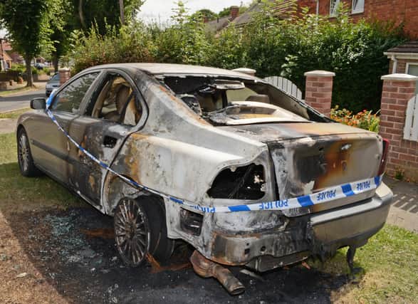 One of Andrew Haigh's two cars that were set alight. Picture: Marie Caley NSYT 11-08-15 Arson MC 5