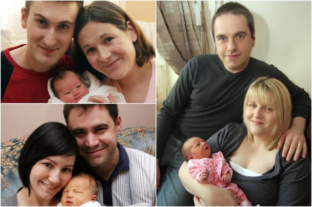 Proud parents: Lee Hopcroft and Louise Turner, Matthew and Emma Genders, Mario Lanza and Toni McElvaney, pictured clockwise from top left.