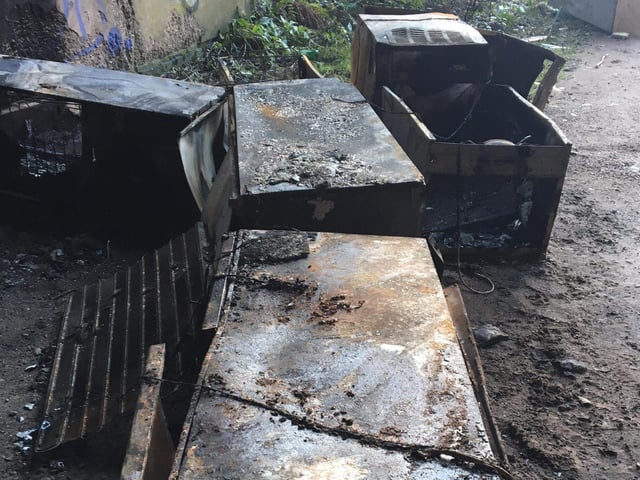 Fridges and freezers now burned out down Deerdale Lane