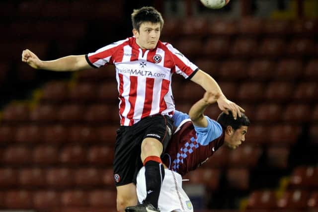 Maguire has had a colourful career in football at age 30. Pictured is Blades v Villa FA Youth Cup.
