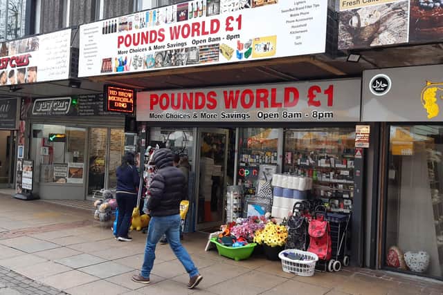 Pictured is Pounds World £1, at the bottom of The Moor, Sheffield, which is selling the soft drink PRIME at £10 a bottle.