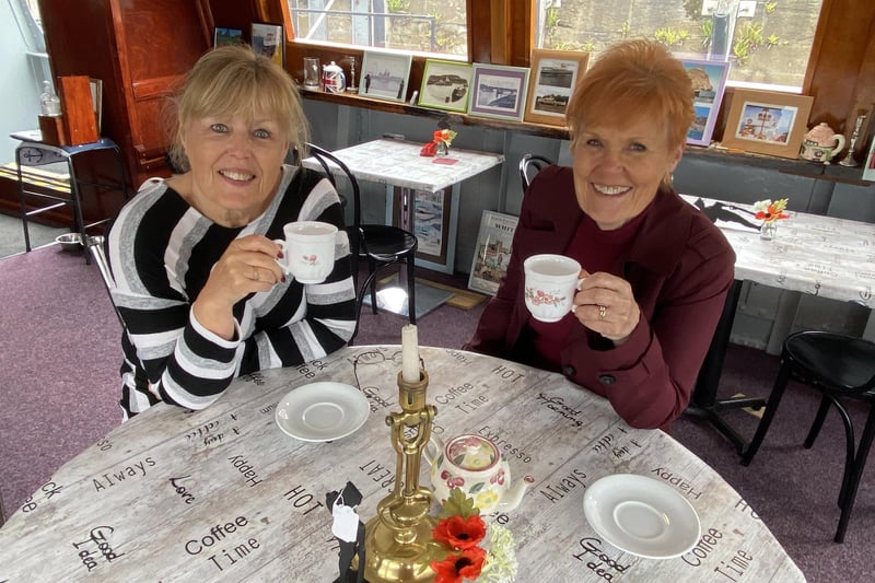 Sisters Margaret Laycock, left, and Chris Gallagher at Hartlepool's Little Dunkirk Tea Rooms.