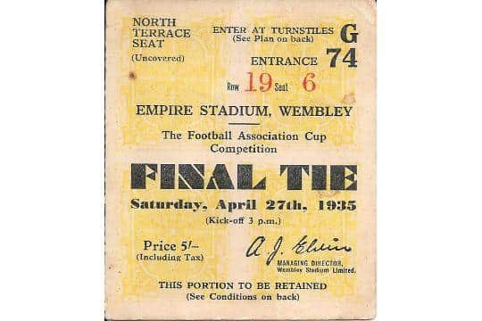 Lot 490: A ticket from the 1935 FA Cup final between the Owls and West Brom