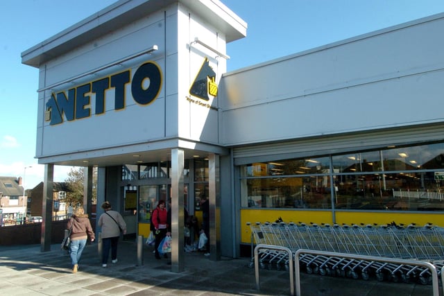 Discount supermarket chain Netto arrived in the UK in 1990 and was finally sold to Asda in 2014.  Pictured here is the store at Manor Top in October 2008