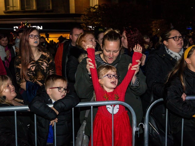 Crowds enjoying the entertainment at the Christmas Lights turn-on. Picture: Mike Cooter (181121)