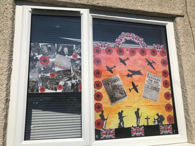 Sarah Elstob sent in this photo of her VE Day window display.
