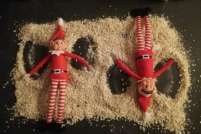 Snow angels in Rice Krispies from Kay Hardisty.