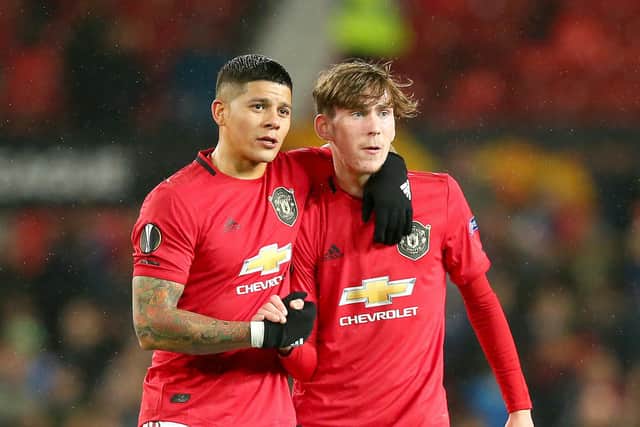 Marcos Rojo (L), the Manchester United defender, has admirers at Sheffield United: Alex Livesey/Getty Images
