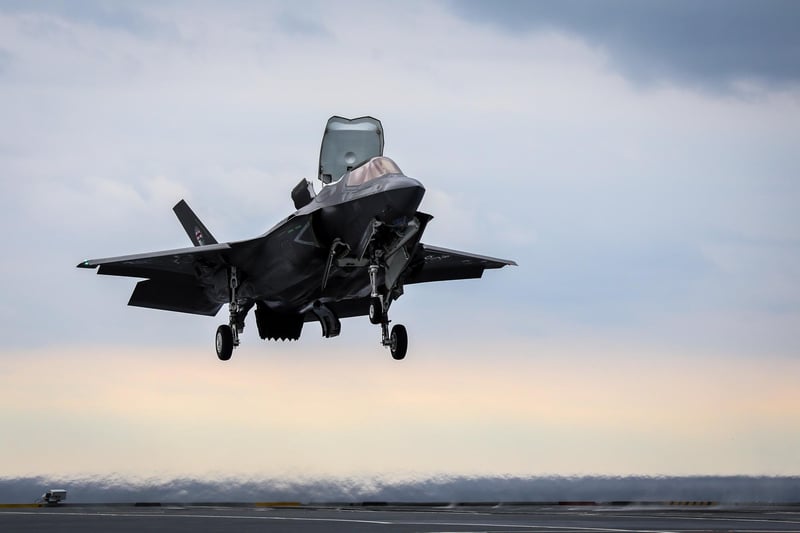An F35 Lightning II squadron, which consists of 12 aircraft, will be routinely deployed with the Queen Elizabeth Class - with UK and US F-35 jets both being on the ship for her first operational mission in 2021