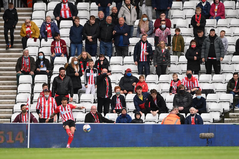 Sunderland fans watching the action from the stand as Chris Maguire takes a corner.
