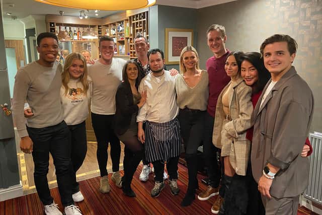 Dan Walker's dance partner Nadiya Bychkova, judge Craig Revel Horwood, and It Takes Two presenter Jeanette Manrara were in attendance at the restaurant ahead of their performances on the Strictly tour in Sheffield.