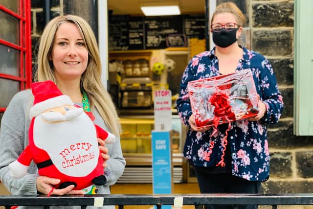 Heather Tingle and her colleague at Flask End Village Shop & Bradfield Post Office, where it's beginning to look a lot like Christmas