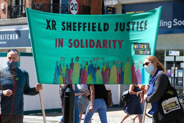 The rally was attended by Extinction Rebellion Sheffield.