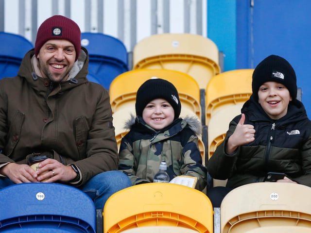 Stags fans at the One Call stadium for the match against Salford City.