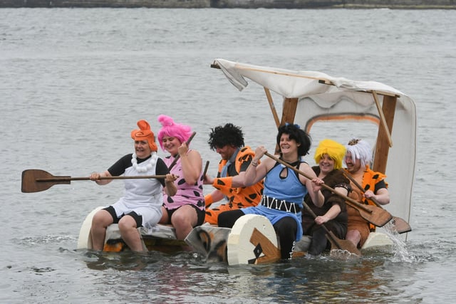 Stone Age characters The Flintstones were among the fancy dress participants in the Headland Carnival raft race following its pandemic-enforced 2020 absence.