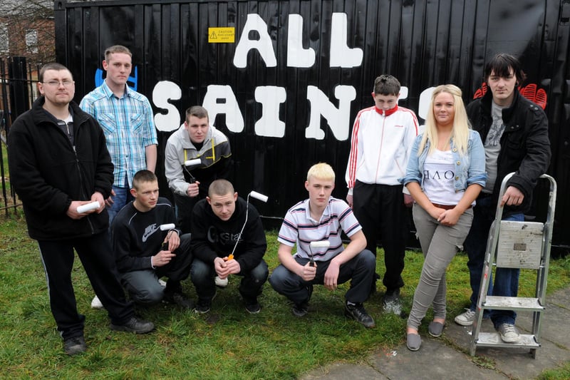 Princes Trust volunteers who decorated a steel container at All Saints Community Centre. Were you pictured 10 years ago?
