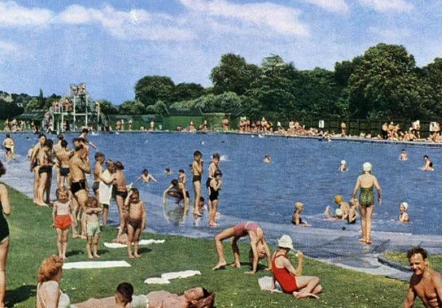 Fun at Millhouses open air pool in Millhouses Park, Abbeydale Road South, Sheffield, in 1970