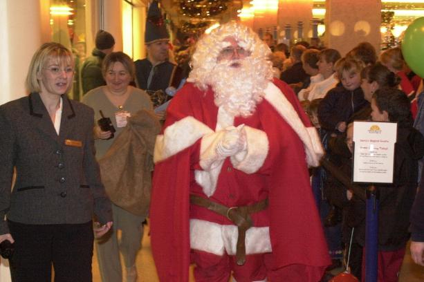Father Christmas arriving at the Frenchgate grotto in 2000.