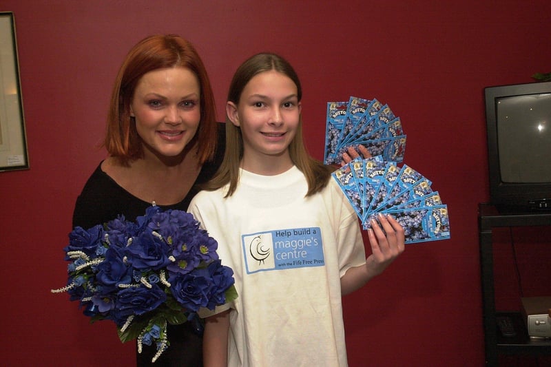 2002 brought Belinda Carlisle, chart star and former leader of The Go Go's to Rothes Halls when she also took time to sign a t-shirt to help raise funds for our Maggie's Cancer Care Centre campaign