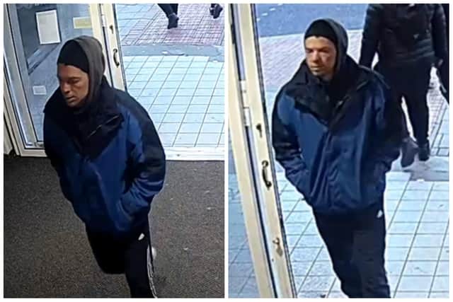 Launching a public appeal today (Thursday, April 6, 2023), a spokesperson for South Yorkshire Police said the force is asking for help to trace the man pictured in these CCTV images because it is believed he can ‘assist with enquiries’ into an incident at Sheffield city centre Poundland in which staff were threatened with a knife