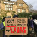 Members of Derbyshire Against the Cull held a protest against pheasant shooting and badger culling on land owned by Haddon Hall.