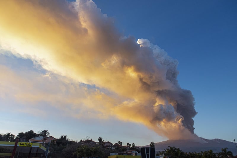 The mountain came alive around 4 pm local time on Tuesday, according to the Italian Institute of Geophysics and Volcanology. (AP Photo/Salvatore Allegra)