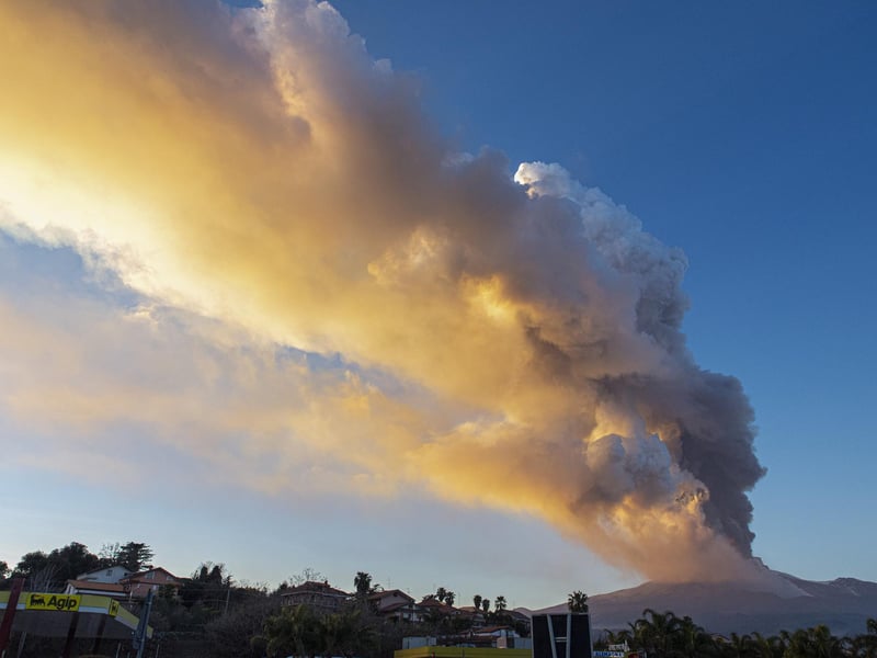 The mountain came alive around 4 pm local time on Tuesday, according to the Italian Institute of Geophysics and Volcanology. (AP Photo/Salvatore Allegra)
