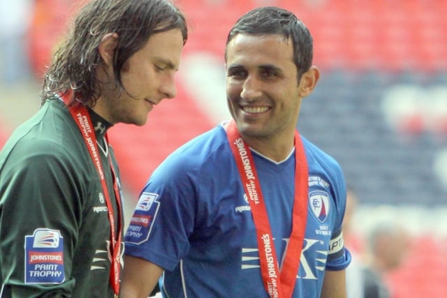 Tommy Lee with Jack Lester after the win against Swindon.