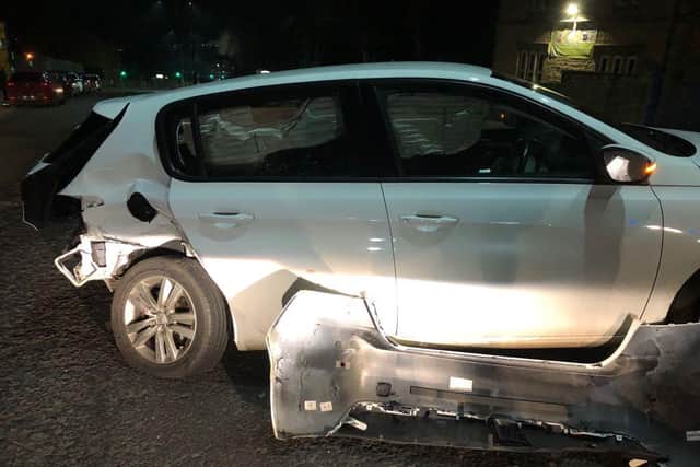 The car was written off after being hit by a speeding vehicle on Handsworth Road.