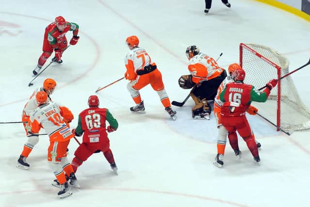 Sheffield Steelers in action against Cardiff Devils. Picture: Dave Williams