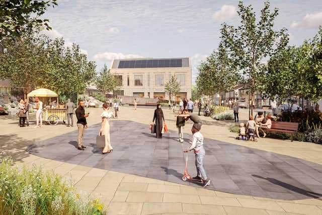 Plans for a new Town Square in Stocksbridge, proposed by the Stocksbridge Town Deal Board, using government funding