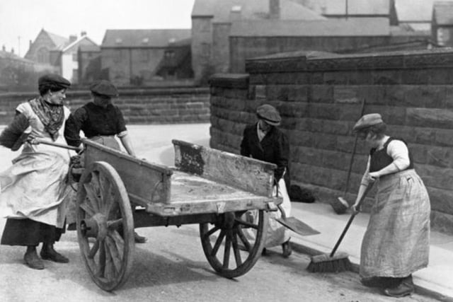 Women street cleaners working in Sheffield during World War One