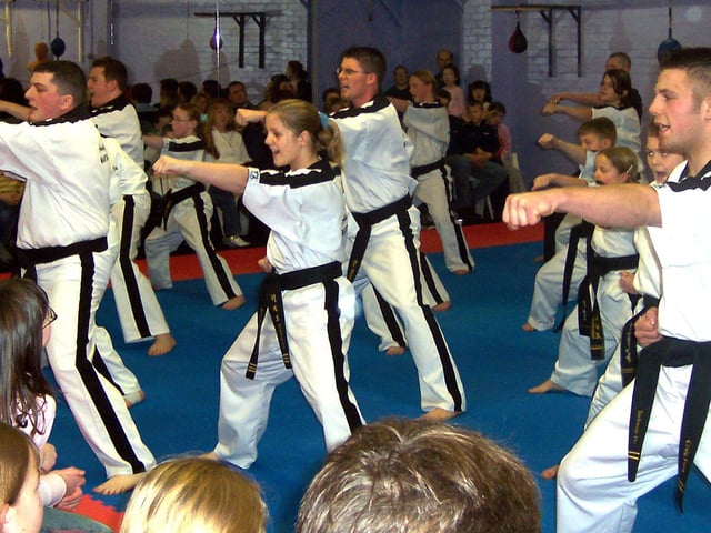 Martial arts specialist Andy Crittenden (pictured far left) set up his own school in Balby, Doncaster pictured in 2004