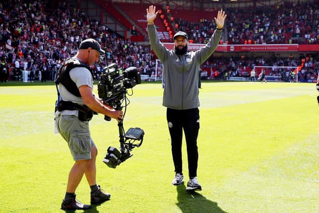 David McGoldrick of Sheffield United takes in the applause as he says goodbye to Bramall Lane: Simon Bellis / Sportimage