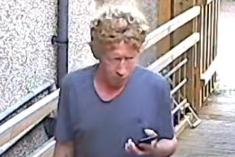 Police released stills of a man they believe could hold vital information about the reported theft of a laptop on Thursday 4 August at 6.45pm, near the Wellington pub on Henry Street, Kelham Island. Officers believe the man pictured could hold information useful to the investigation and are appealing for him, or anyone who recognises him, to get in touch. Call 101, quoting crime number 14/140773/22.