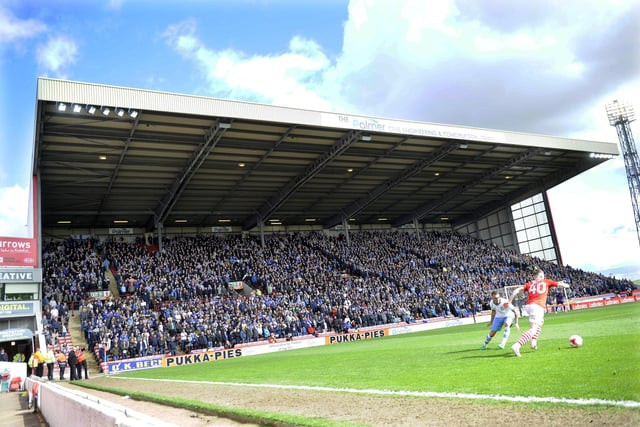 There's rarely an occasion where Sheffield Wednesday fans don't pack out the away end at Oakwell. Pic Steve Ellis