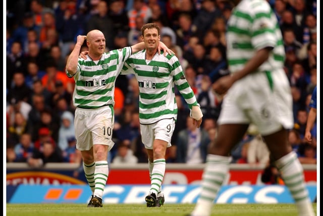 Rangers V Celtic, Ibrox in 2003 - Celtic's Hartson (left), with Sutton, celebrates his goal, putting Celtic 2 nil up.