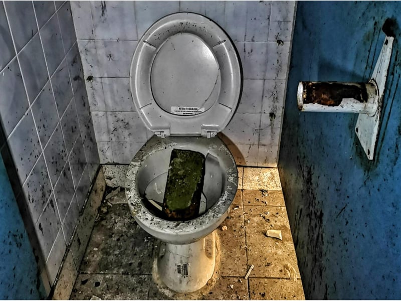 The wrecked toilets at the Shackleton Road club.