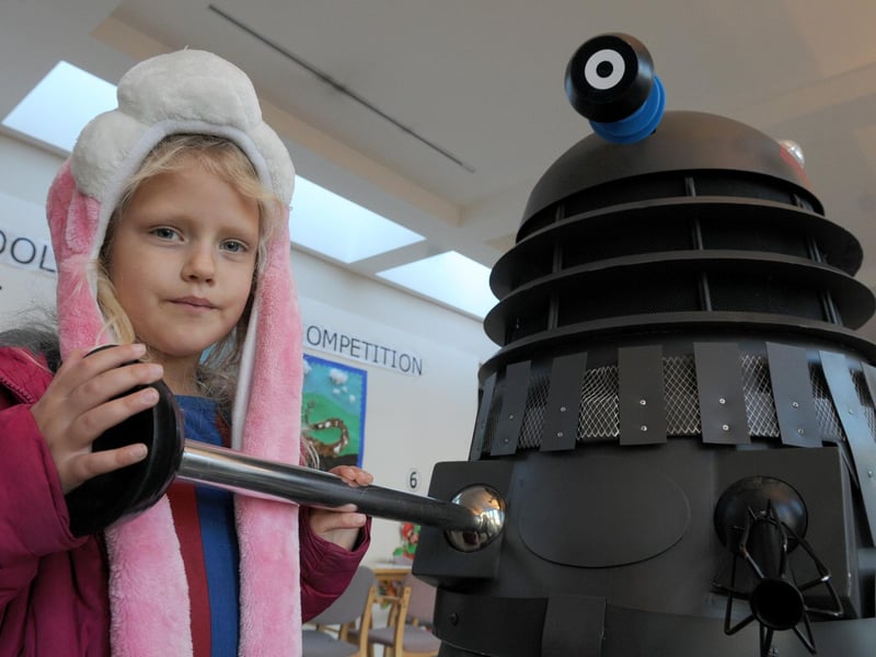 Dalek Bruce helped visitors to Bede's World to celebrate Dr Who's 50th anniversary in 2013, including Carrie Anne Lawler.
