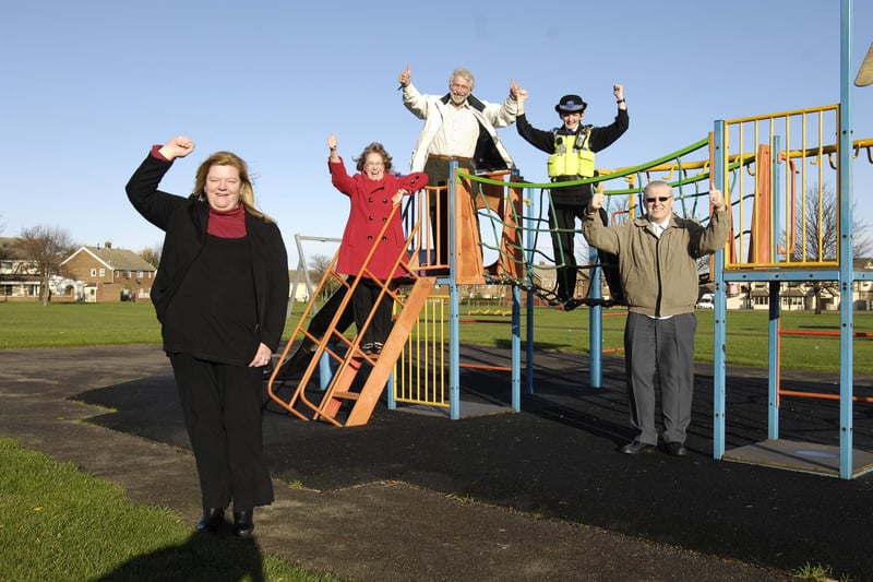 Back to 2009 and these people were celebrating the news that new lighting would be installed at the Clavering Park play area. In the picture are Clavering Residents Association members Tracy McPartlin, Joan Steel and George Newbury with PCSO Kristin Tasker and Coun Rob Cook.