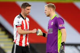 Aaron Ramsdale and Chris Basham of Sheffield United: Simon Bellis/Sportimage