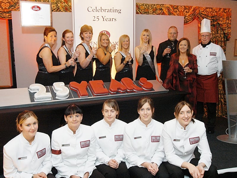 Staff at the Renaissance Hotel at Junction 28 of the M1 at South Normanton celebrate the hotel's 25th year with a grand party in 2006