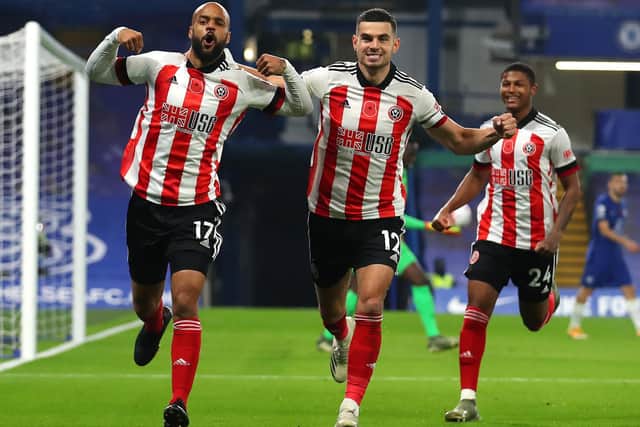 David McGoldrick of Sheffield Utd (L) loves being a Sheffield United player and believes this team still has a bright future: Simon Bellis/Sportimage